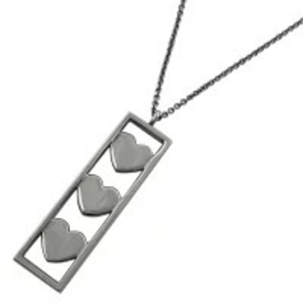 Tiffany Co Triple Heart Plate Necklace Sterling Silver